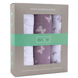 3 Pack Cotton Muslin Swaddle Blanket - Lavender Butterfly