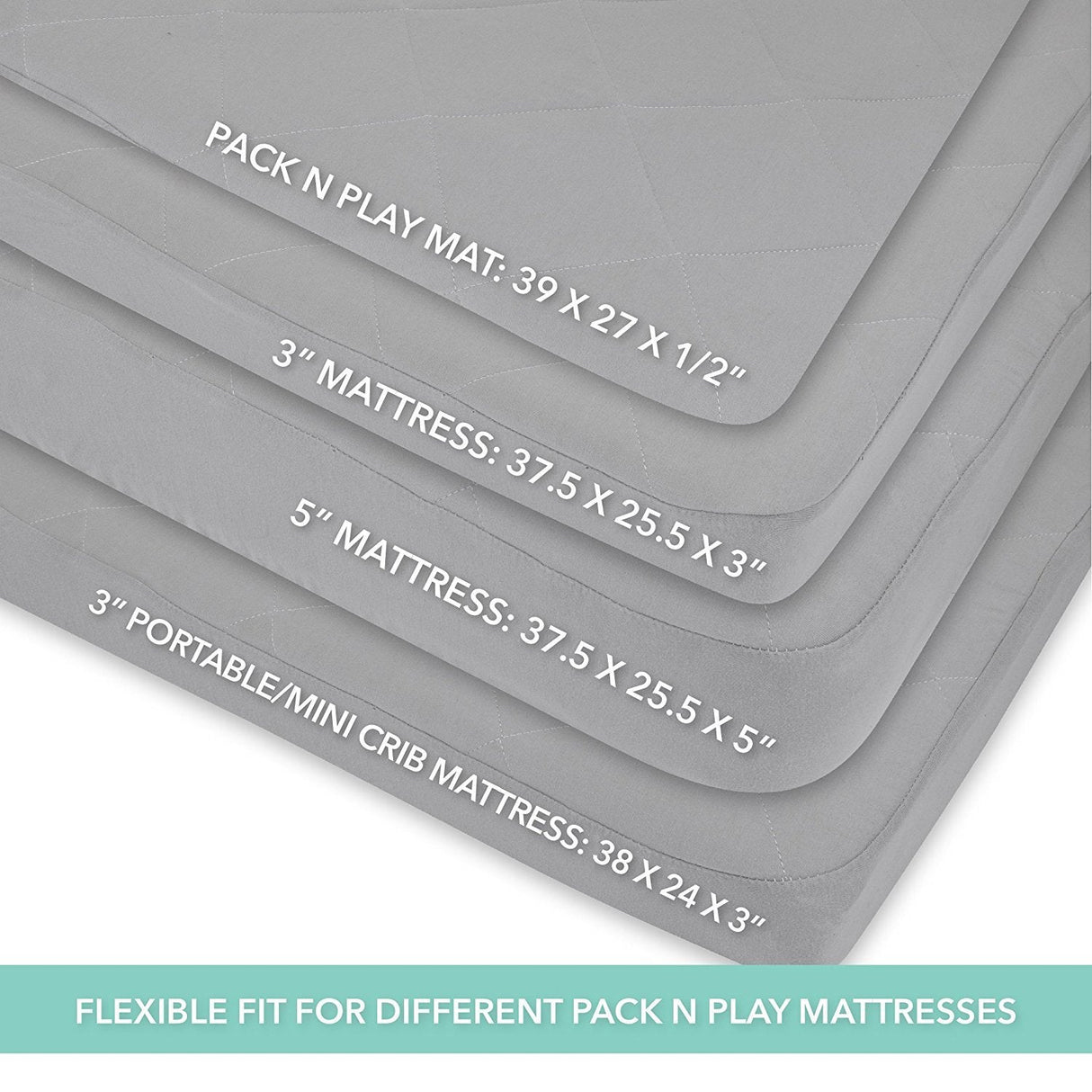 Quilted Waterproof Pack n Play | Portable Crib Sheet - Grey