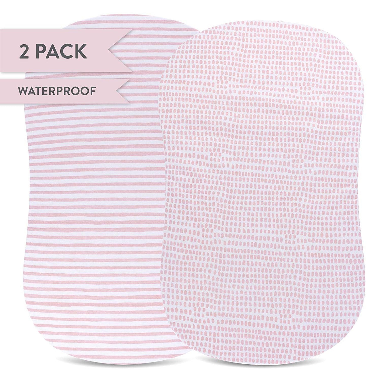 Waterproof Bassinet Sheet Set - Mauve Pink Stripes & Splash - HoneyBug 