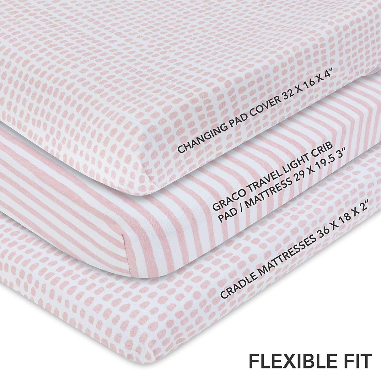 Waterproof Changing Pad Cover | Cradle Sheet Set - Mauve Stripes & Splash