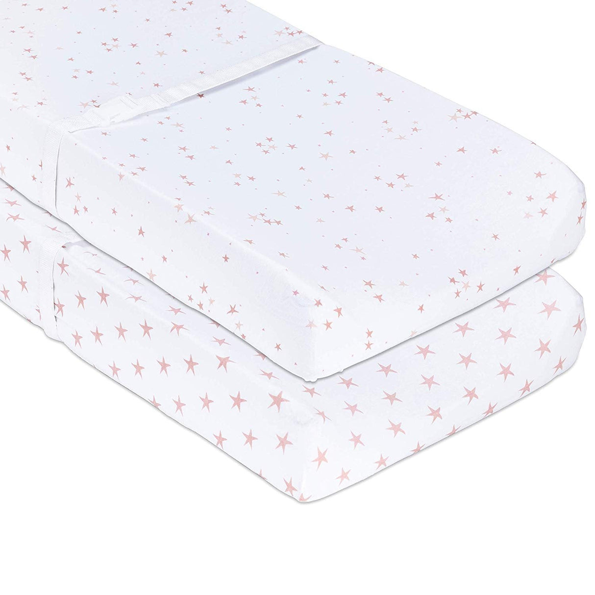 Changing Pad Cover | Cradle Sheet Set - Mauve Pink Stars