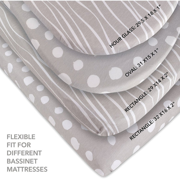 Bassinet Sheet Set - Grey & White Abstract - HoneyBug 