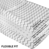 Waterproof Changing Pad Cover | Cradle Sheet Set - Grey Chevron & Polka Dot