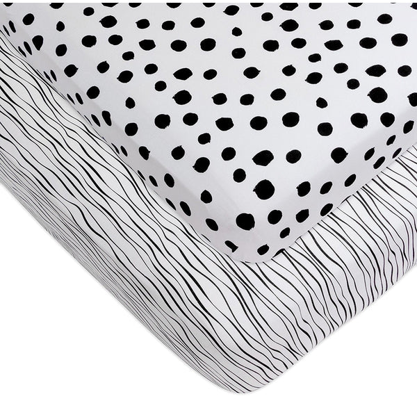 Crib Sheet Set - Black & White Abstract - HoneyBug 