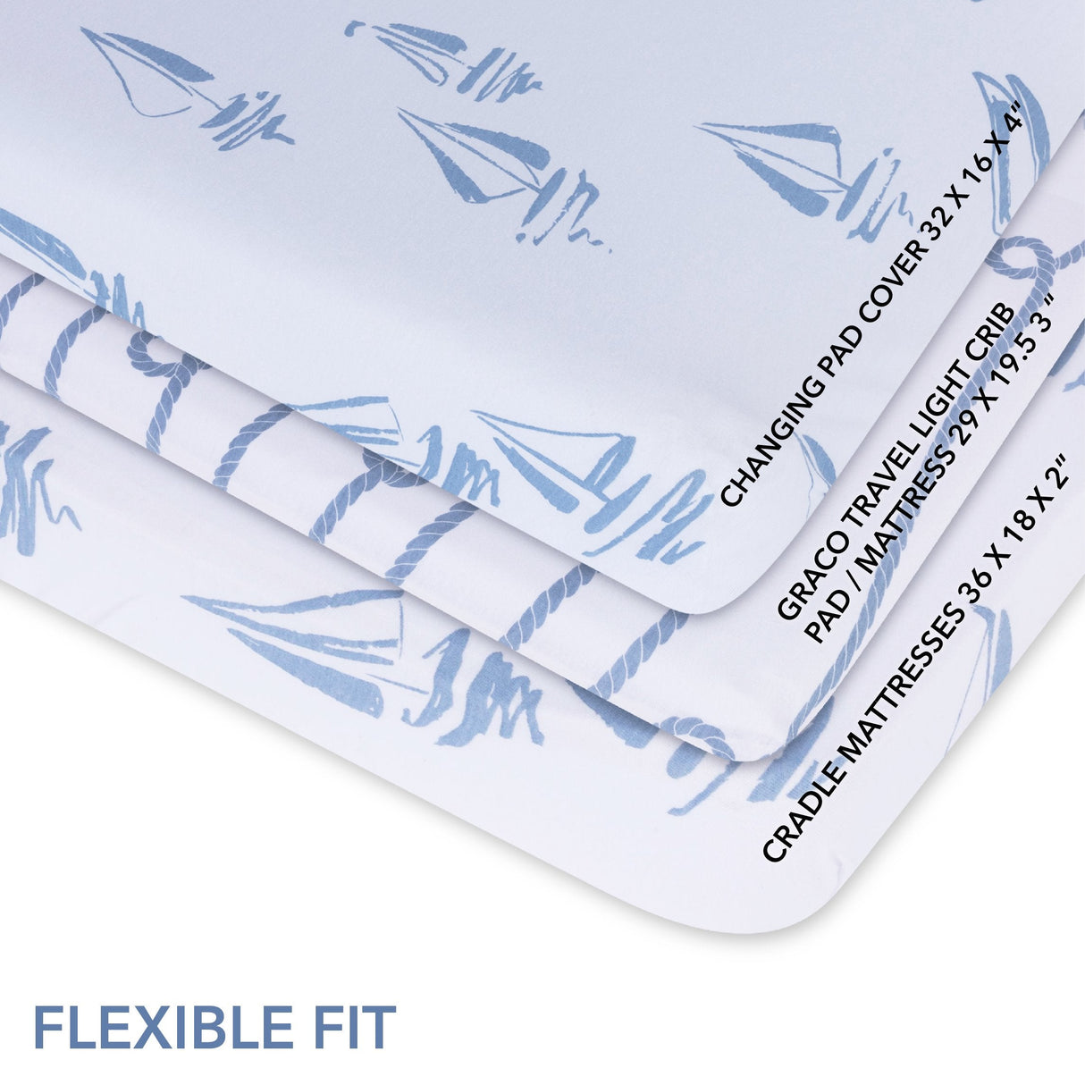 Changing Pad Cover | Cradle Sheet Set - Blue Nautical