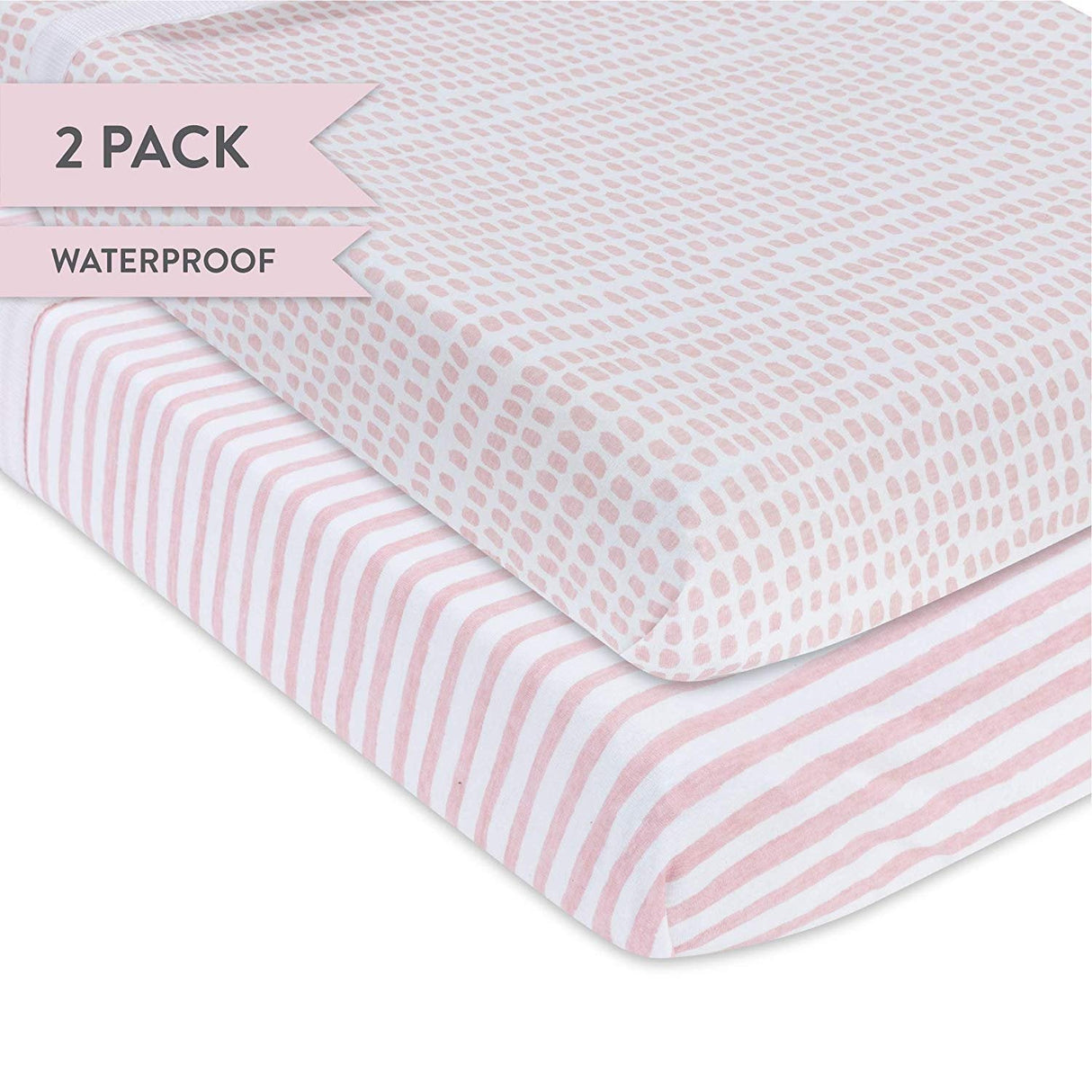 Waterproof Changing Pad Cover | Cradle Sheet Set - Mauve Stripes & Splash