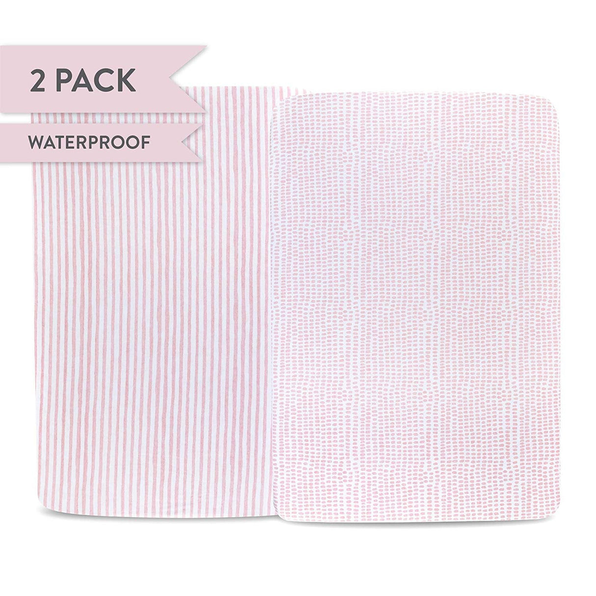 Waterproof Crib Sheet Set - Mauve Stripes & Splash