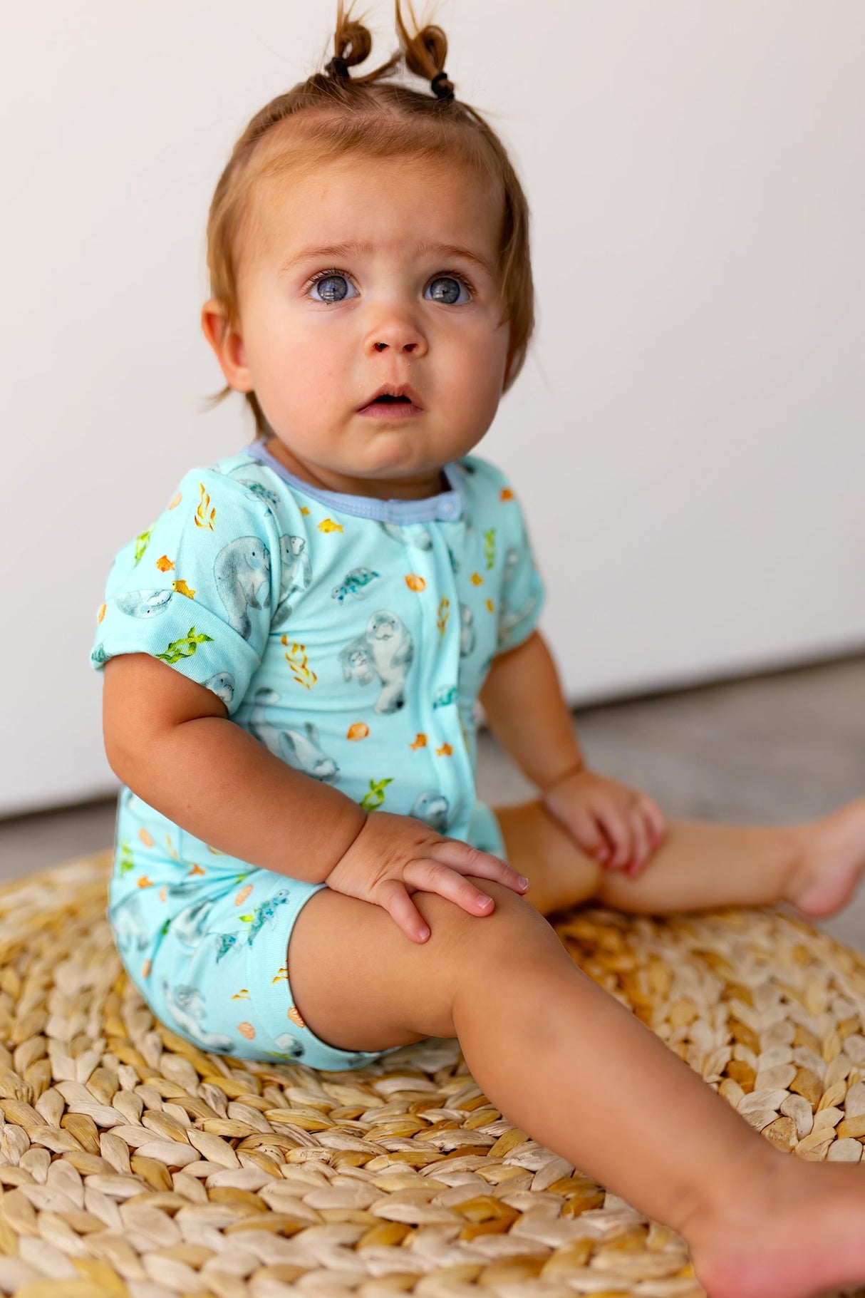 Get Your Float on Manatees Short Two-Way Zippy Romper (0-3T)