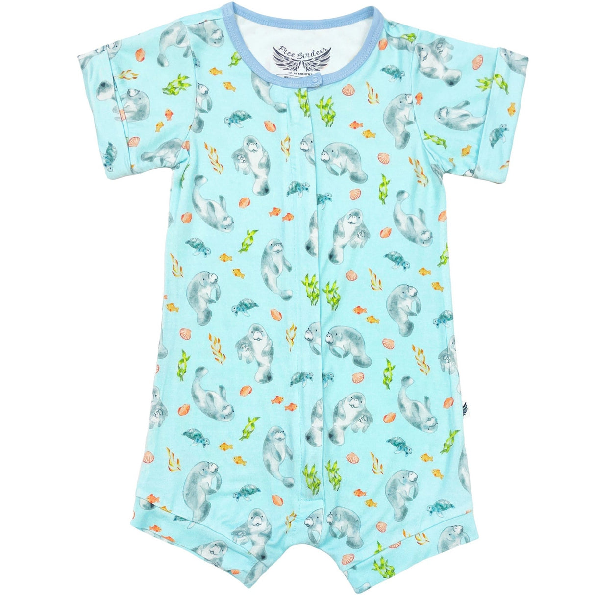 Get Your Float on Manatees Short Two-Way Zippy Romper (0-3T)