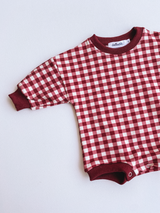 Gingham Romper - Burgundy