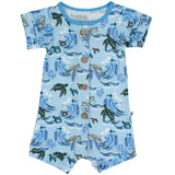 Go with the Flow Sea Turtles Short Two-Way Zippy Romper with Faux Buttons (0-3T)