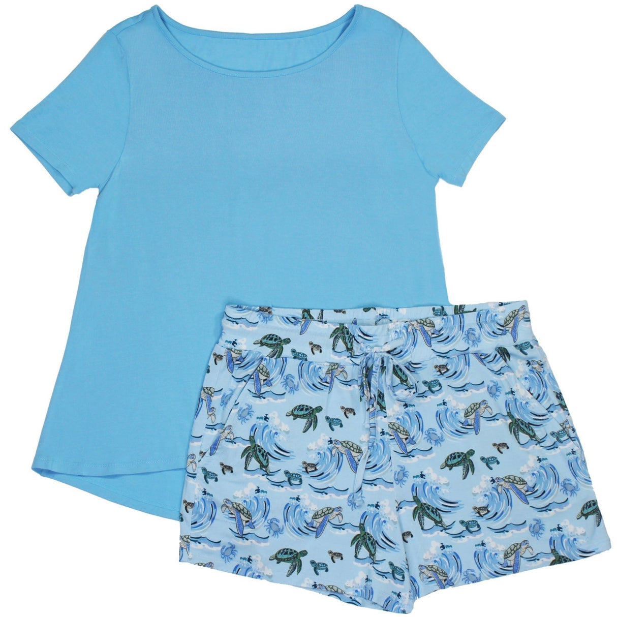 Go with the Flow Sea Turtles Women's Short Sleeve & Shorts Pajama Set