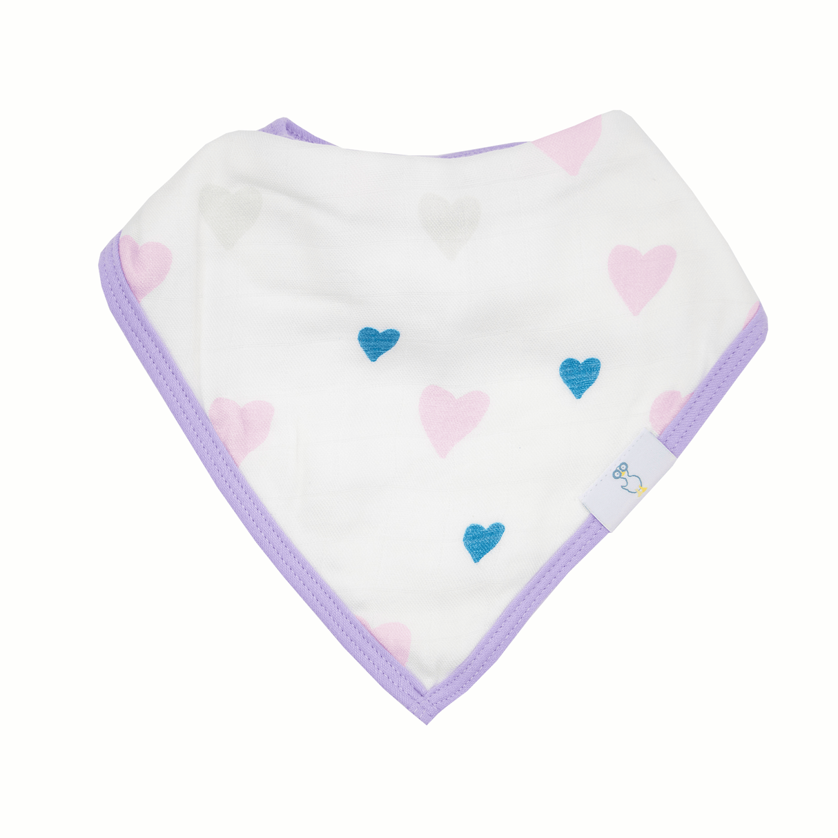 Hearts and Birds 2 Pack Muslin & Terry Cloth Bib Set