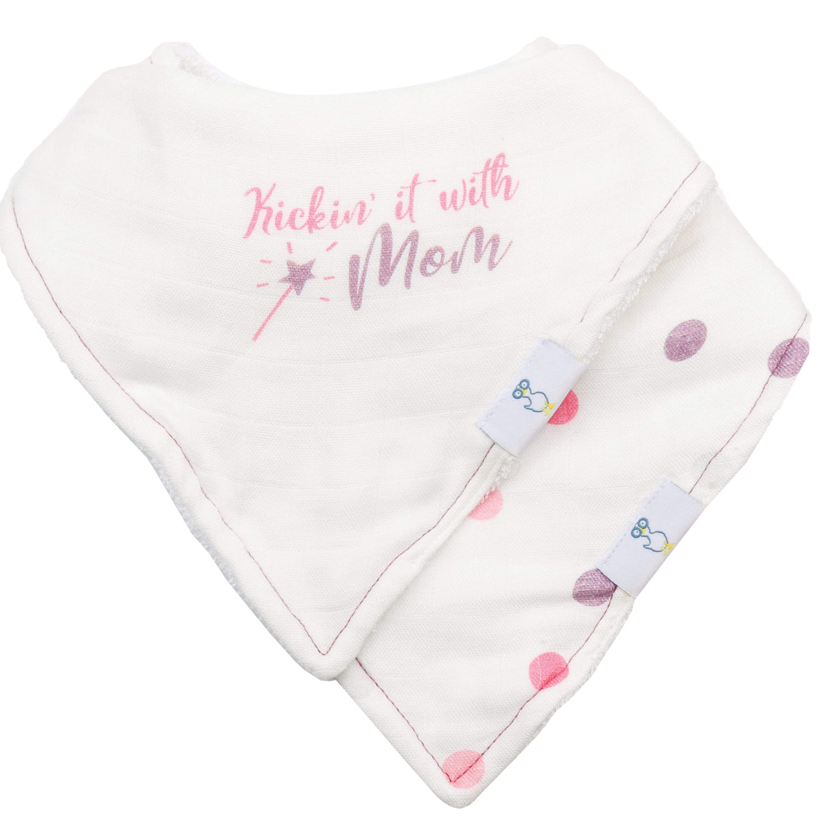 Mom and Dots 2 Pack Muslin & Terry Cloth Bib Set