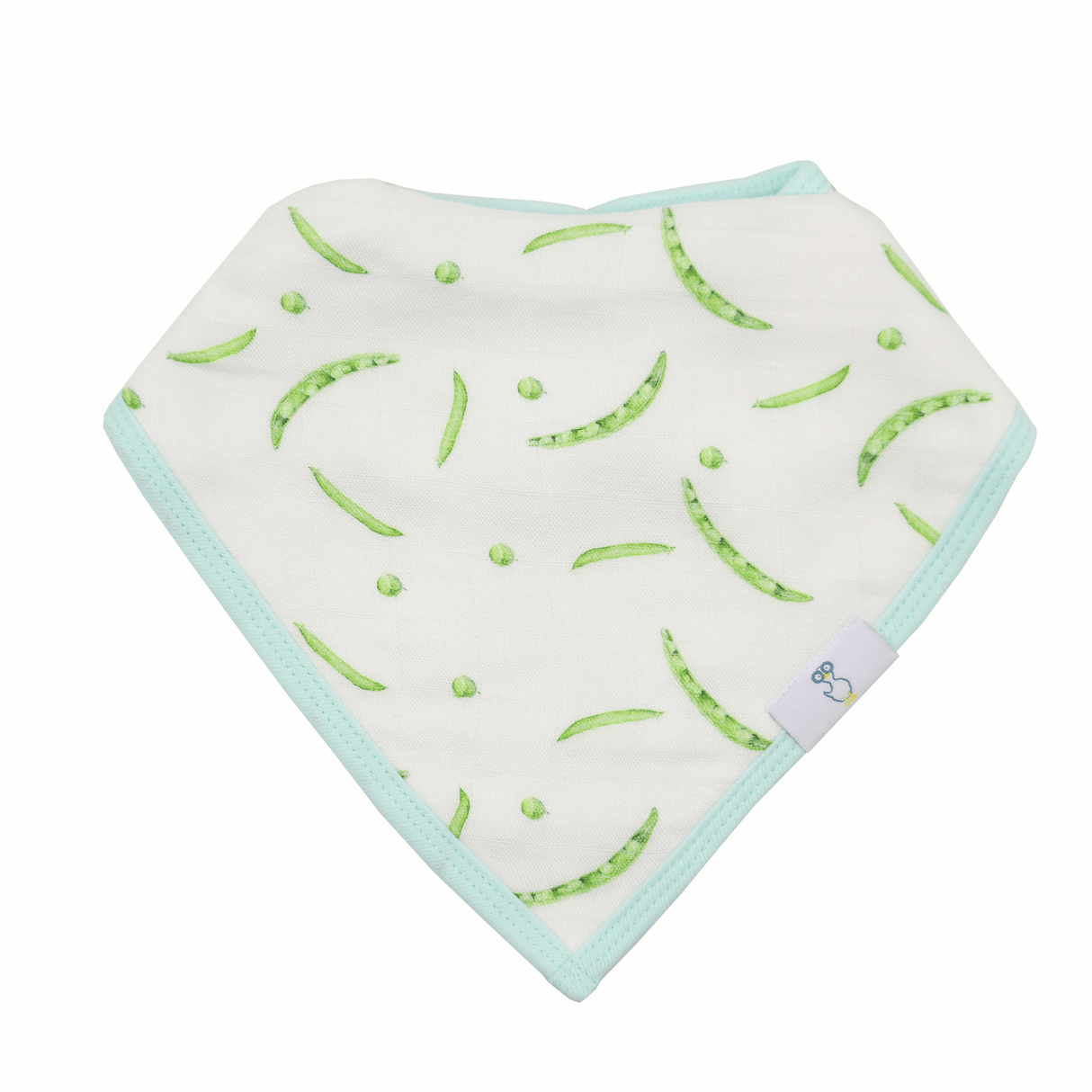 Peas and XO Mint 2 Pack Muslin & Terry Cloth Bib Set