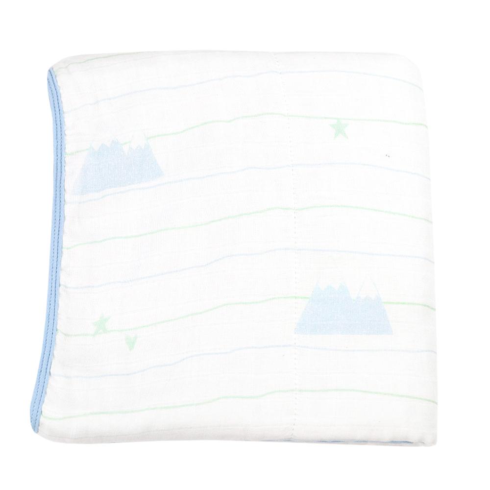 Mountain and Blue Oversized Bamboo Muslin Quilted Blanket