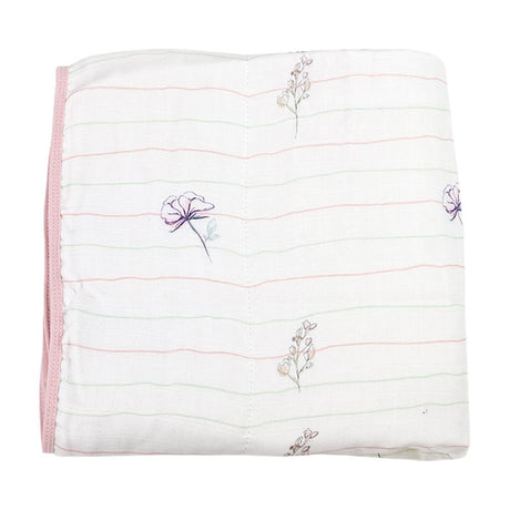 Flower and Pink Oversized Bamboo Muslin Quilted Blanket