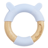 Blue Bear Circle Bear Head Teether Silicone + Wood Teether