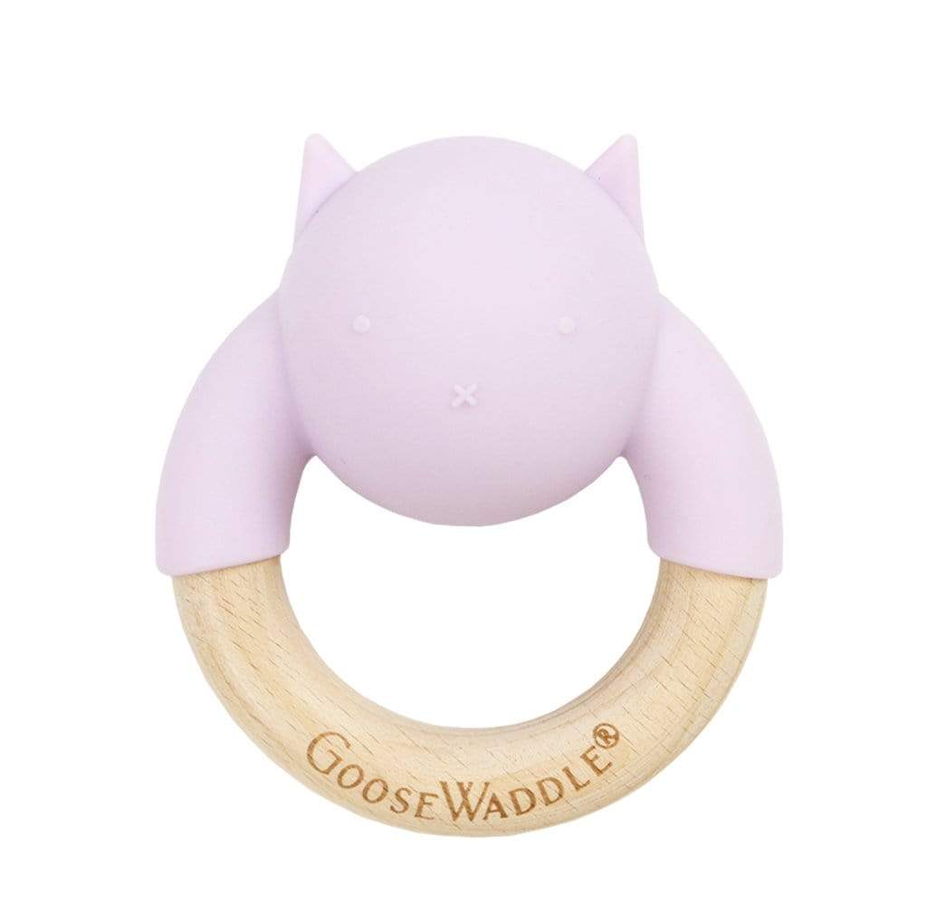 Rattle Teether Wooden + Silicone (4 Colors)