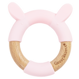 Pink Bunny Circle Bunny Head Teether Wooden + Silicone