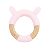 Pink Bunny Circle Bunny Head Teether Wooden + Silicone