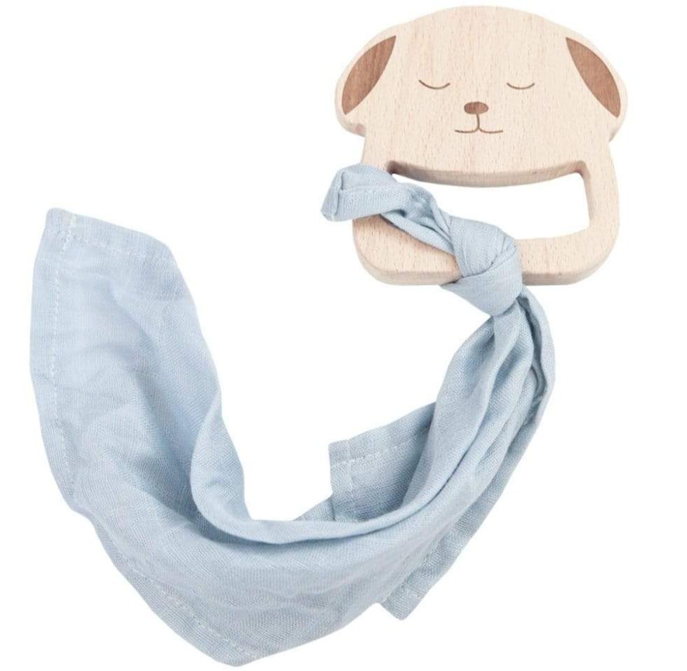 Puppy Wooden Teether & Blue Blankie