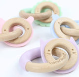 Lavender Kitten Silicone + Wood Double Teether