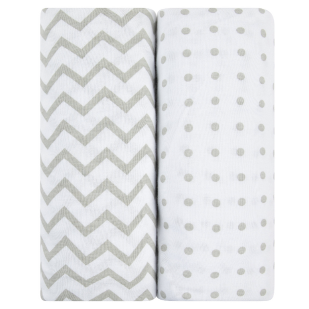 Crib Sheet Set - Grey Chevron & Polka Dot