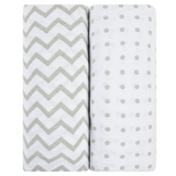 Crib Sheet Set - Grey Chevron & Polka Dot