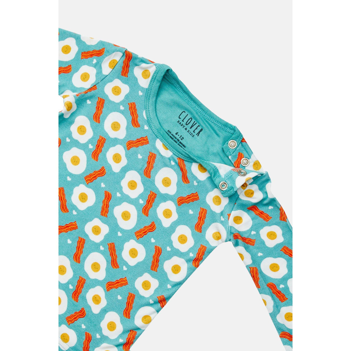 Long Sleeve Pajama Set - Bacon & Eggs Blue - HoneyBug 