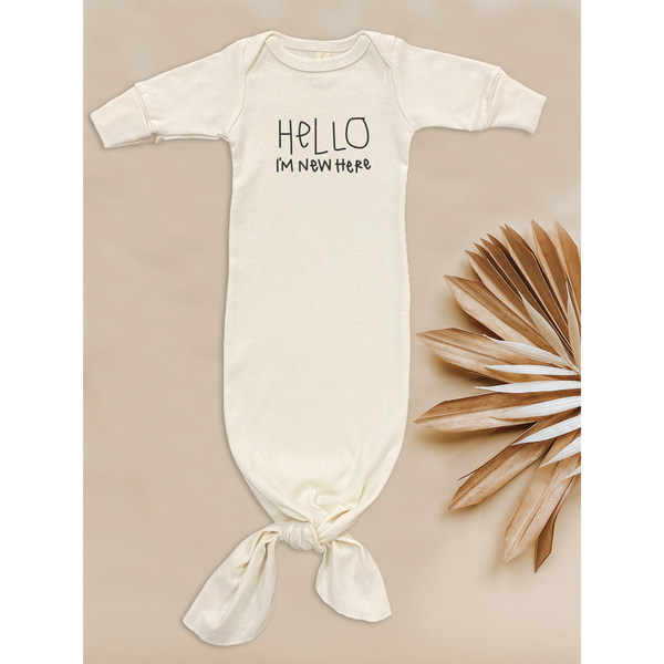 Hello Im New Here - Organic Infant Gown - HoneyBug 