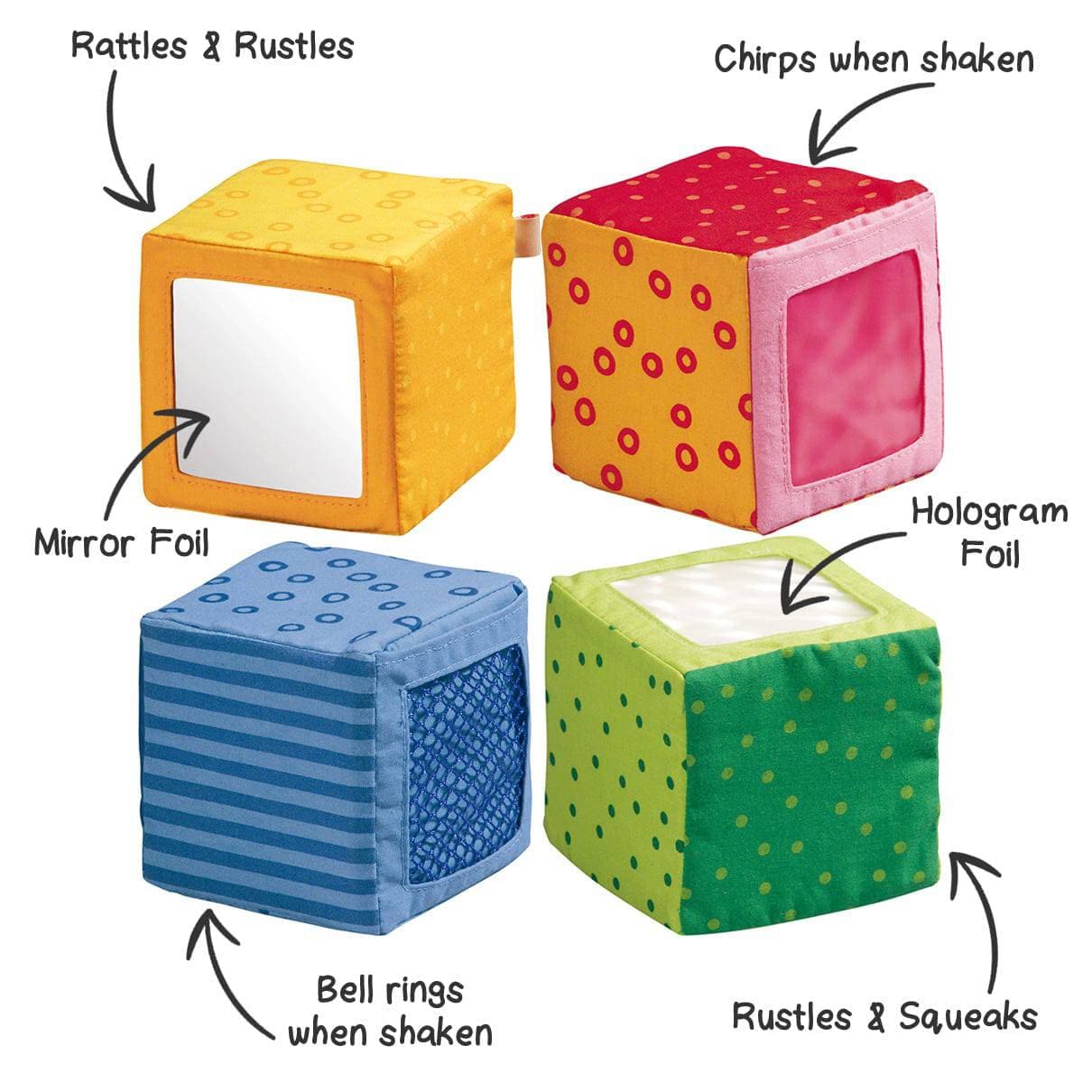 Happy Quartett Baby's 4 Piece Soft Block Set - HoneyBug 