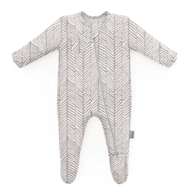 HERRINGBONE FOOTED JAMMIES by Milk Snob - HoneyBug 