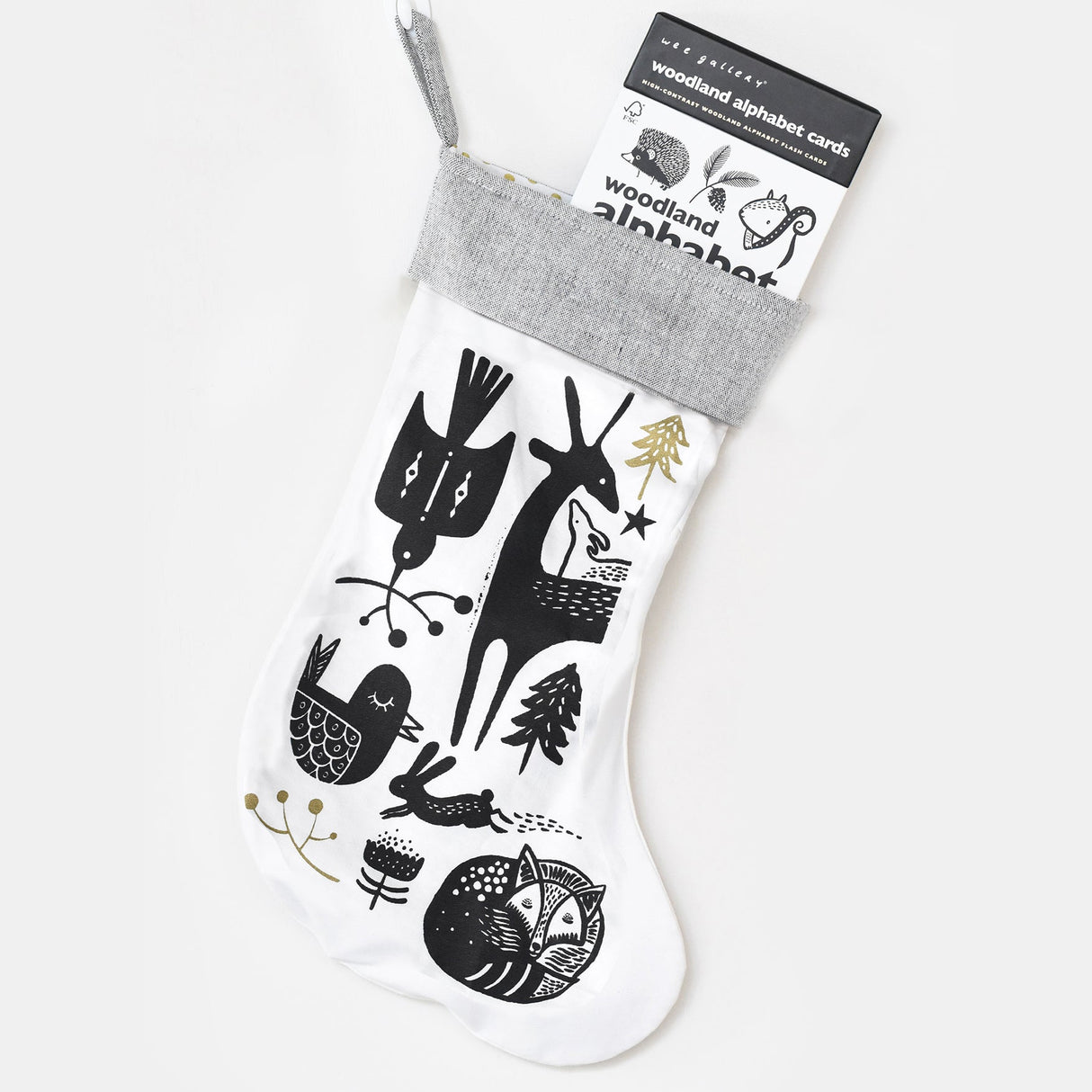 Winter Animals Stocking - Black on White - HoneyBug 