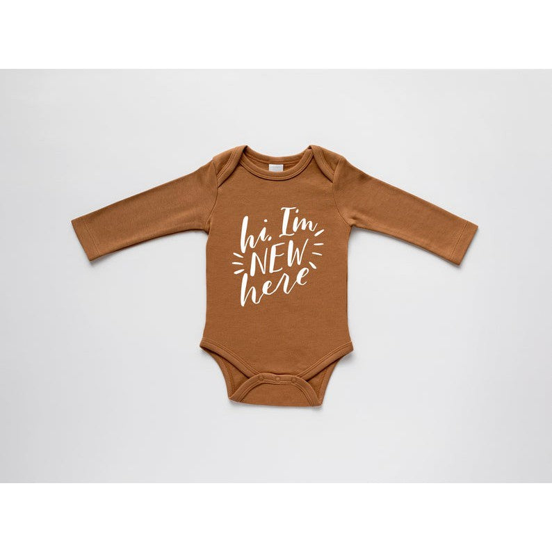 Hi I'm New Here Organic Baby Bodysuit - HoneyBug 