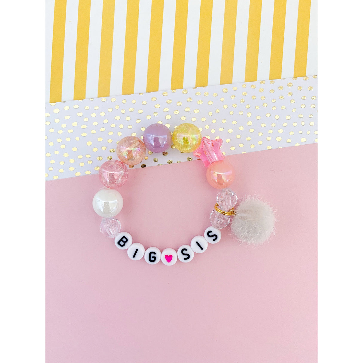 Big Sis OR Lil Sis Pom Pom Charm Bracelet - HoneyBug 