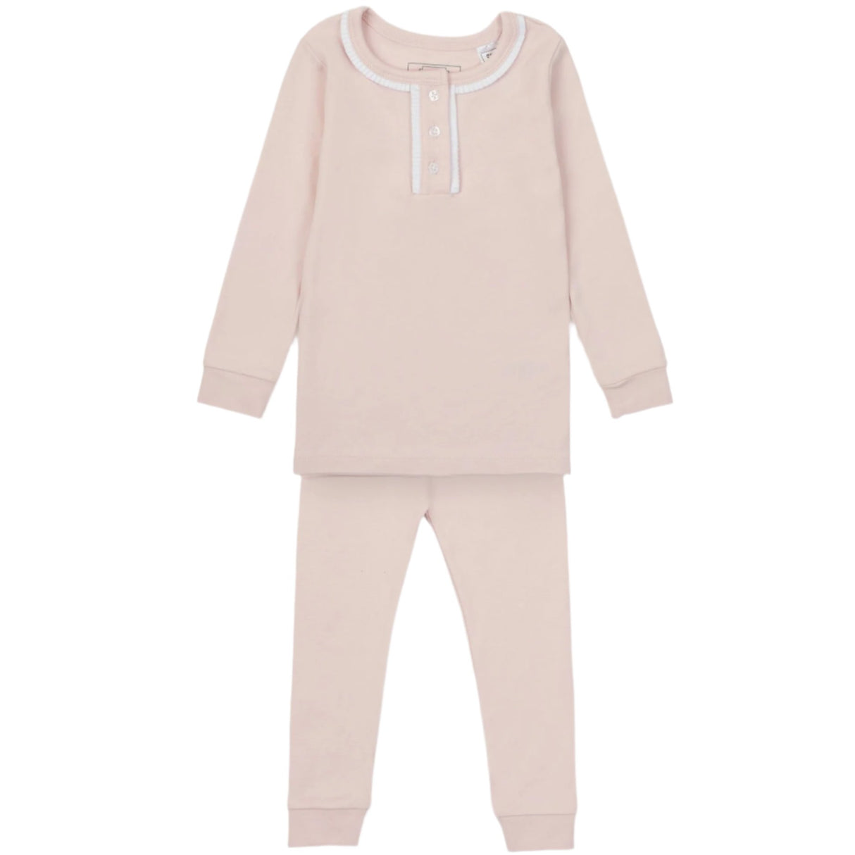 Alden Girls' Pima Cotton Pajama Pant Set - Light Pink - HoneyBug 