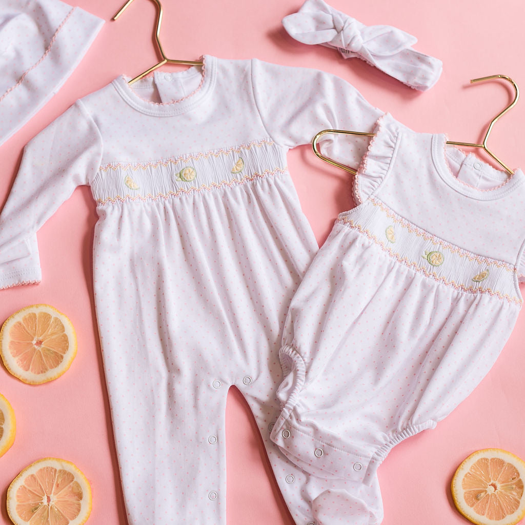 Pink Lemonade Smocked Footie