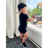 Shorty Romper- Jett Black - HoneyBug 