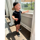 Shorty Romper- Jett Black - HoneyBug 