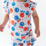 USA Happy Face Ruffle Short Set