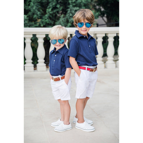 Griffin Boys' Pima Cotton Polo Golf Shirt - Navy - HoneyBug 