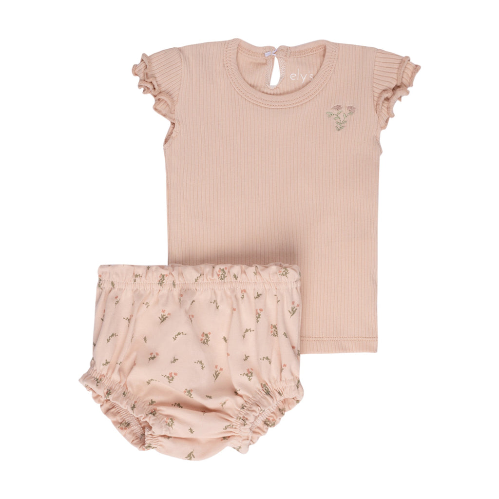 Jersey Cotton - Printed Ginkgo Collection - Tshirt + Bloomer - Girls - HoneyBug 