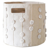 Handmade Canvas Storage Basket Pom Pom - Ivory