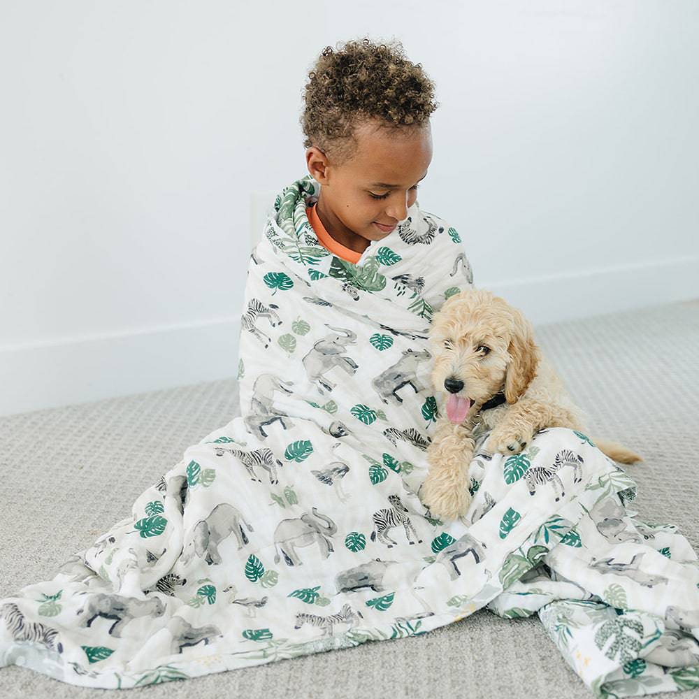 Jungle + Rainforest Classic Muslin Super Snuggle Blanket - HoneyBug 