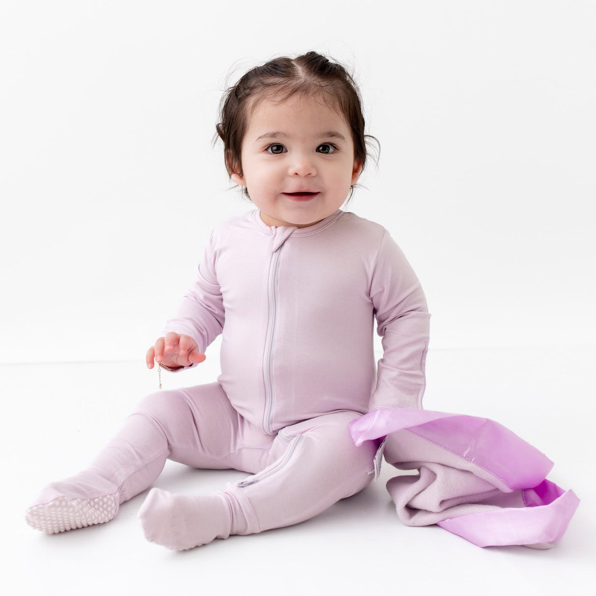 Lavender Zippered Footie - HoneyBug 