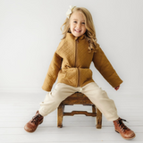 Organic Kids Merino Wool Zip Jacket - Tan