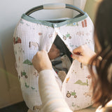 Cotton Muslin Car Seat Canopy - Farmyard