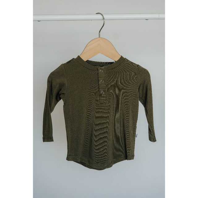 Long Sleeve Henley - Dark Olive - HoneyBug 