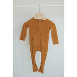 Long Sleeve Romper - Caramel - HoneyBug 